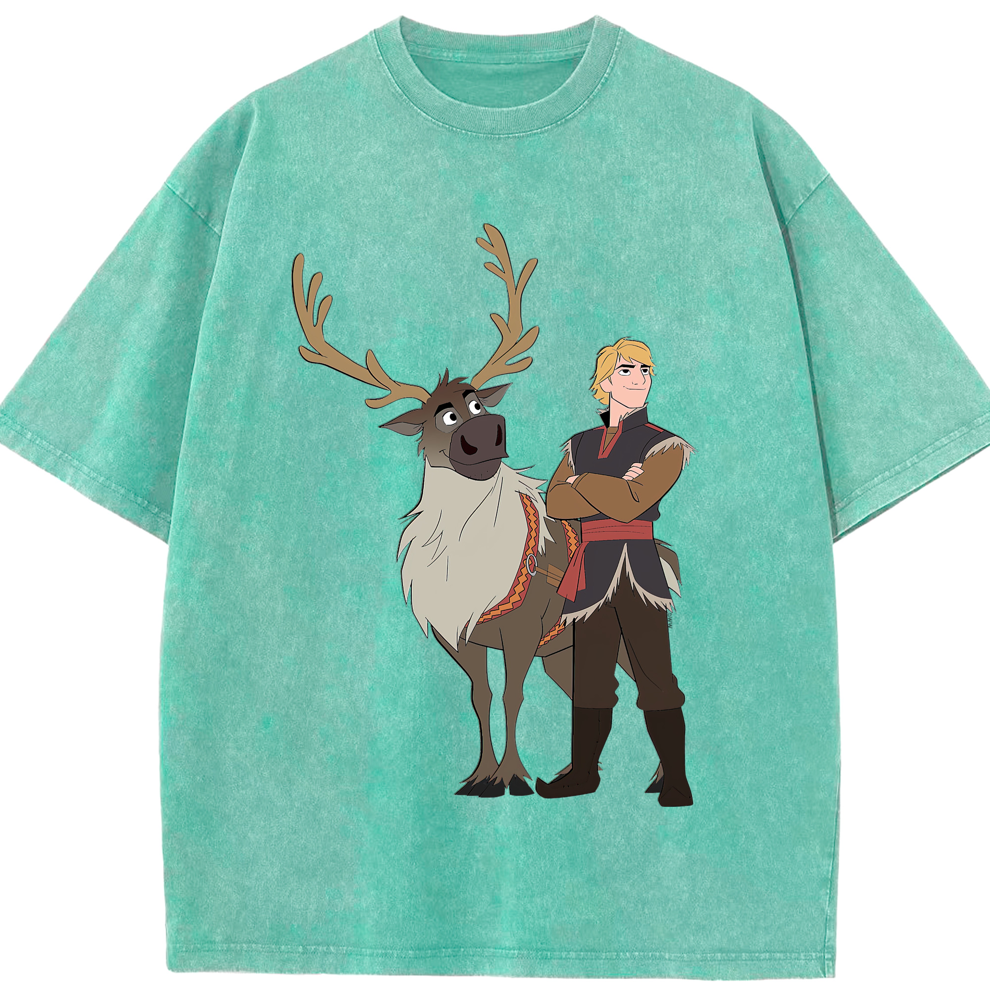 （画像用） アナと雪の女王 アンナ エルサ Frozen Anna Elsa 綿100% ヴィンテージ風 半袖Tシャツ（フロントプリント）